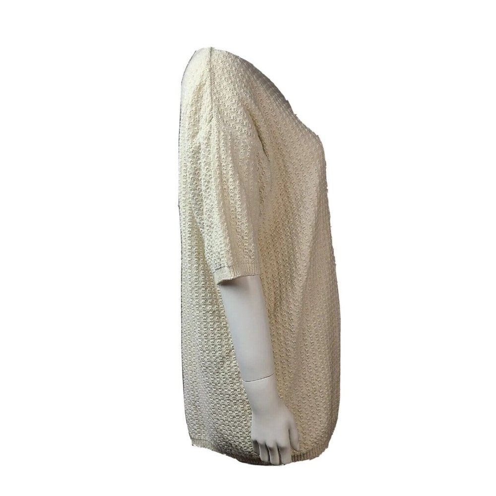 HONORS Solid All Off White Cream Short Sleeve Knit‎ Vintage Top Womens Size XL - Picture 4 of 5